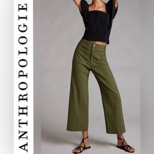Maeve Colette Olive Green Wide-Leg Trousers